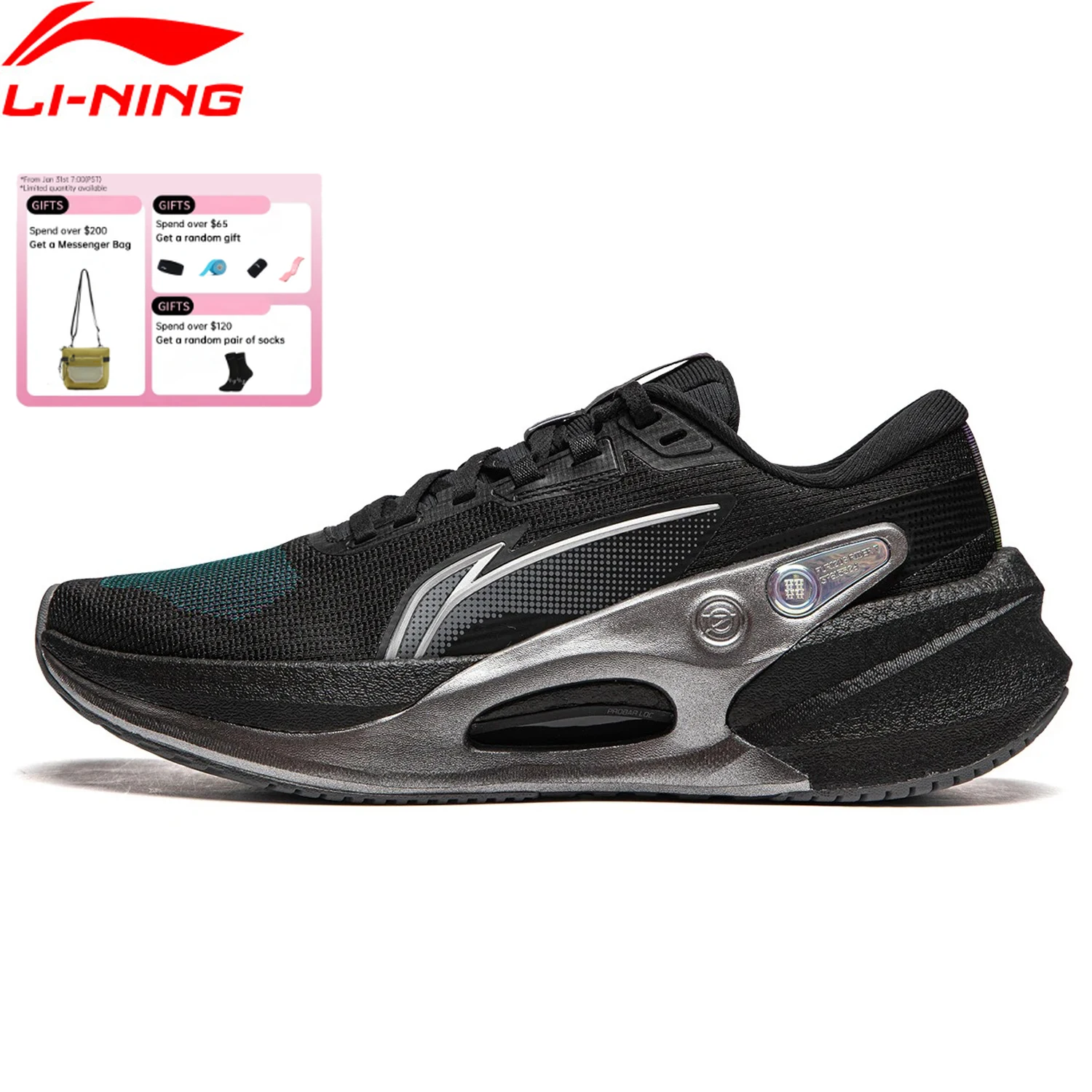 Li-Ning Herren FURIOUS RIDER 7 V2 Stability Laufschuhe BOOM FIBER Cushion Stabile Unterstützung Sportschuhe Tragbare Turnschuhe ARZU003