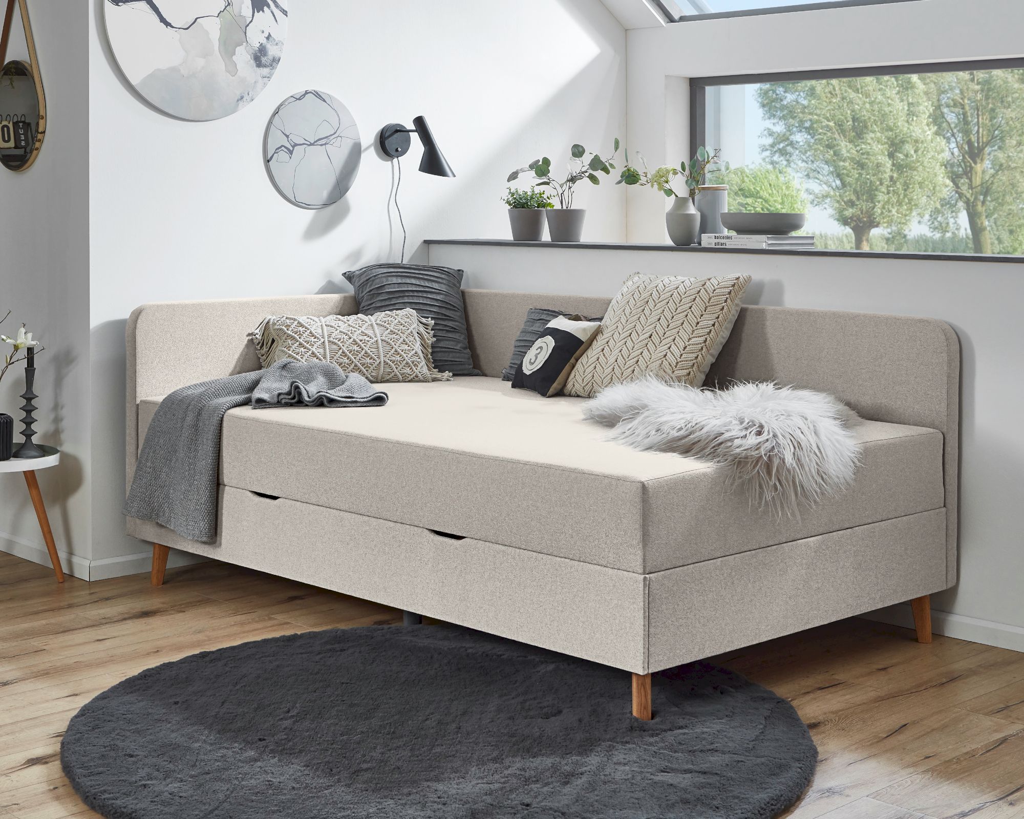 meise.möbel »Cabana« Polsterbett inkl. Bettkasten 120x200 cm / Stoffbezug Poso beige