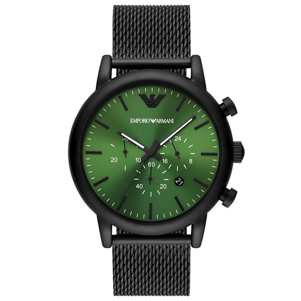 Emporio Armani AR11470 Schwarz und Luigi Grün Chronograph Quarz Herrenuhr