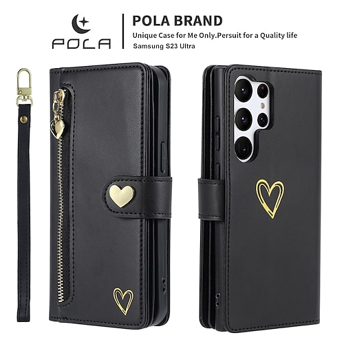 Handy Hülle Handyhüllen Für S26 Ultra Plus S25 S24 S23 S24 FE S22 S21 Ultra Plus S20 A55 5G A35 5G Rückseite Brieftaschenhülle Mit Ständer Reisverschluss Mit Handgelenkschlaufe Retro TPU PU-Leder Image