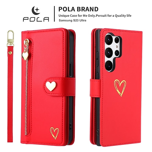 Handy Hülle Handyhüllen Für S25 S24 S24 FE S23 S22 S21 Ultra Plus A55 5G A35 5G A25 A15 Rückseite Brieftaschenhülle Mit Ständer Reisverschluss Mit Handgelenkschlaufe Retro TPU PU-Leder Image