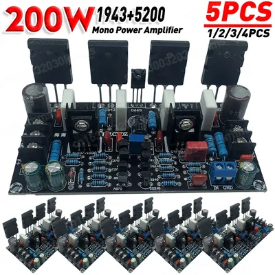 1-5PCS 200W Mono Power Amplifier 1943+5200 20V-90V HIFI High Power Audio Amplifier Finished Board