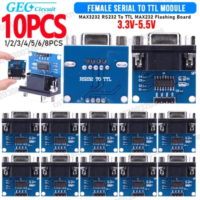 MAX3232 RS232 To TTL Serial Port Converter Module 3.3V-5.5V MAX232 Flashing Board TX RX VCC GND