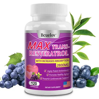 Bcuelov Resveratrol Supplement Supports Immune System, Extra Strength for Heart, 2800 Mg,