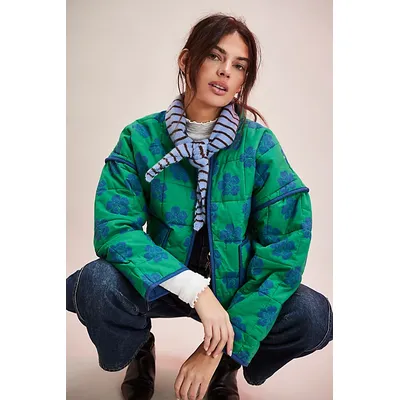 Chloe Jacket at Free People in Grass Combo, Size: Large