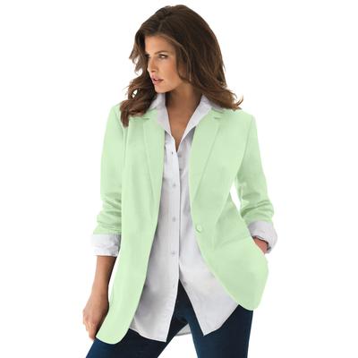 Plus Size Women's Boyfriend Blazer by Roaman's in Green Mint (Size 14 W) Professional Jacket