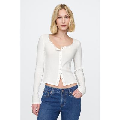 Gap Womens White Cropped Pointelle Cardigan - White