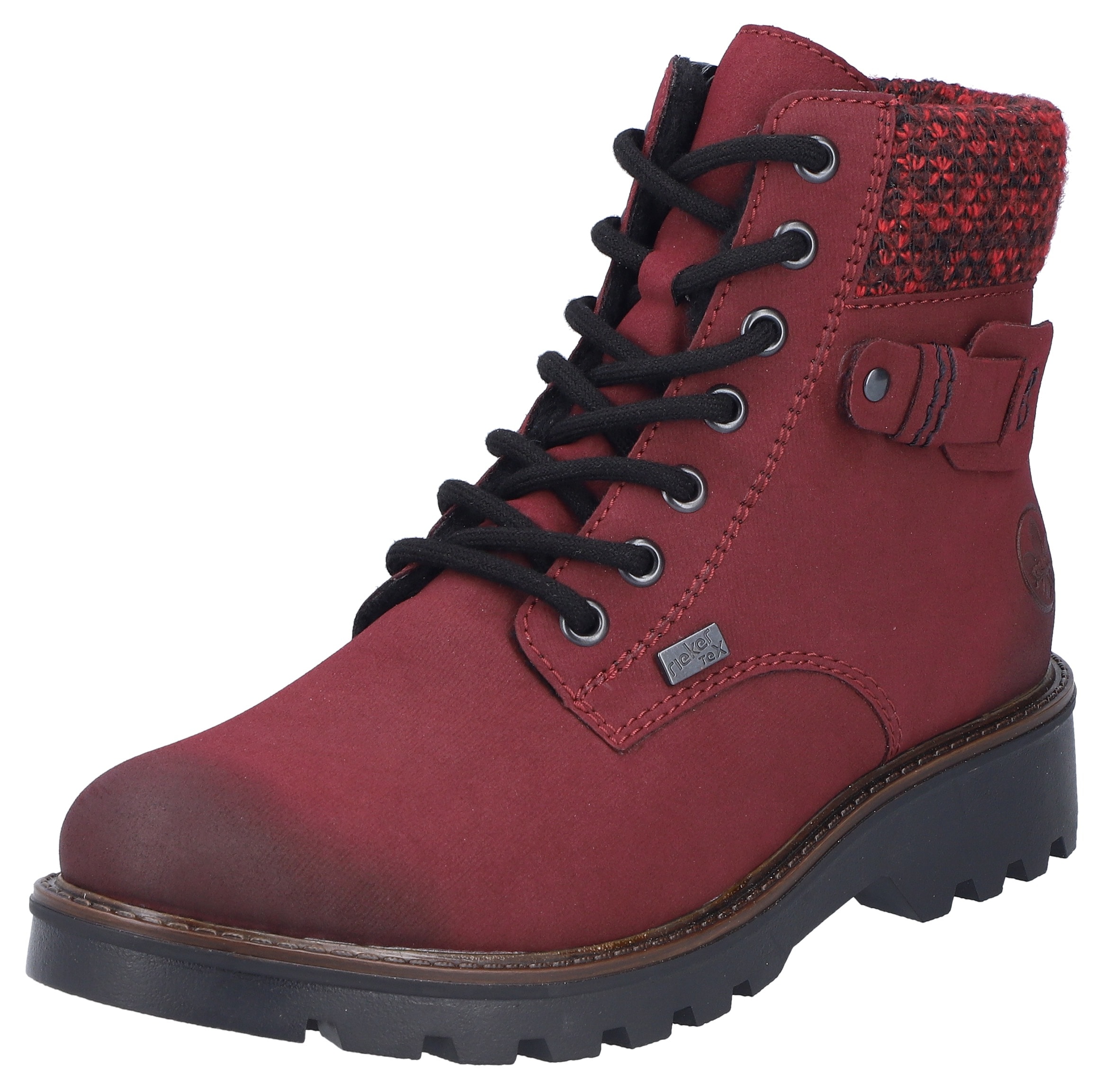 Winterstiefelette RIEKER, Damen, Gr. 39, rot (bordeaux used), Nubuklederimitat, Textil, Schuhe, Winterboots mit wasserabweisender riekerTEX-Membran, Topseller