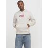 Kapuzensweatshirt JACK & JONES "JJECORP GRAPHIC SWEAT HOOD NOOS", Herren, Gr. M, weiß (weiß melange detail:01), angeraute Sweatware, Obermaterial: 70% Baumwolle, 30% Polyester, meliert, bedruckt, modisch, relaxed fit taillenbedeckt, ohne Ausschnitt,...