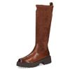 Winterstiefel CAPRICE, Damen, Gr. 39, Normalschaft, braun (cognac), Leder, Textil, used, unifarben, Veloursleder, klassisch, Schuhe, Blockabsatz, Stiefel, Langschaftstiefel in bequemer Weite