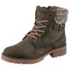 Winterboots TOM TAILOR, Damen, Gr. 37, grün (khaki), Nubuklederimitat, Textil, unifarben, kontrastfarbene Details, casual, Schuhe, Workerboots, Hiking Boot mit Blockabsatz
