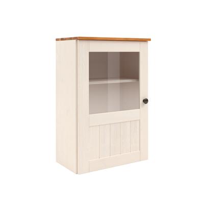 Hängeschrank HOME AFFAIRE "Alby2", gelb (weiß, honigfarben), B:50cm H:75cm T:29cm, Massivholz, Schränke, Mit Metallgriffen und Glastüren, Breite 50 cm Image