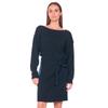 Jerseykleid LE TEMPS DES CERISES "TORTANQ", Damen, Gr. M, EURO-Größen, blau (dunkelblau), 100% Polyester, unifarben, casual, normal, Rundhals, Langarm, Kleider, mit praktischem Bindegürtel