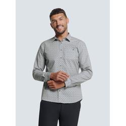 Langarmhemd NO EXCESS "No Excess Bedrucktes Stretch-Hemd", Herren, Gr. XXXL, Normalgrößen, beige (ecru), 97% Baumwolle, 3% Elasthan, casual, normal, Hemden