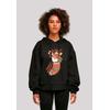 Kapuzenpullover F4NT4STIC "Groovy Weihnachten Hippie Reindeer", Damen, Gr. M, schwarz, Obermaterial: 100% Baumwolle, casual, oversize, Langarm, Pullover, Premium Qualität, Christmas Collection