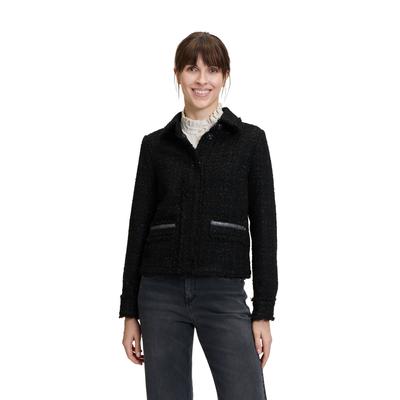 Jackenblazer CARTOON "Cartoon Tweedblazer mit Fransen", Damen, Gr. 36, schwarz, Obermaterial: 32% Baumwolle, 31% Polyester, 30% Polyacryl, 4% Viskose, 3% Polyester metallisiert. Futter: 100% Acetat., modisch, gerade normal, Rundhals, Langarm,... Image