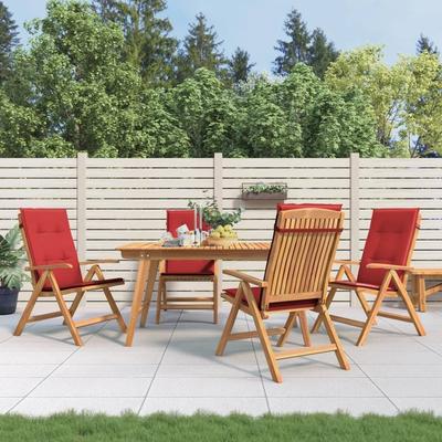 vidaXL Reclining Patio Chairs with Cushions Outdoor Furniture Solid Wood Teak - 23.6" x 29.3" x 40.9"