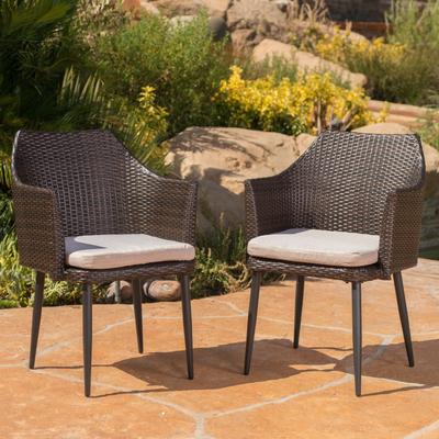 Roomfitters Wicker Dining Chairs with Cushions for Outdoor Seating, Patio Chairs, Comfortable Garden Furniture (Set of 2)