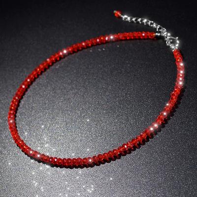 TEMU 1pc Sparkle Multicolor Artificial Crystal Bead Beaded Necklace Neck Jewelry Holiday Gift For Women Men