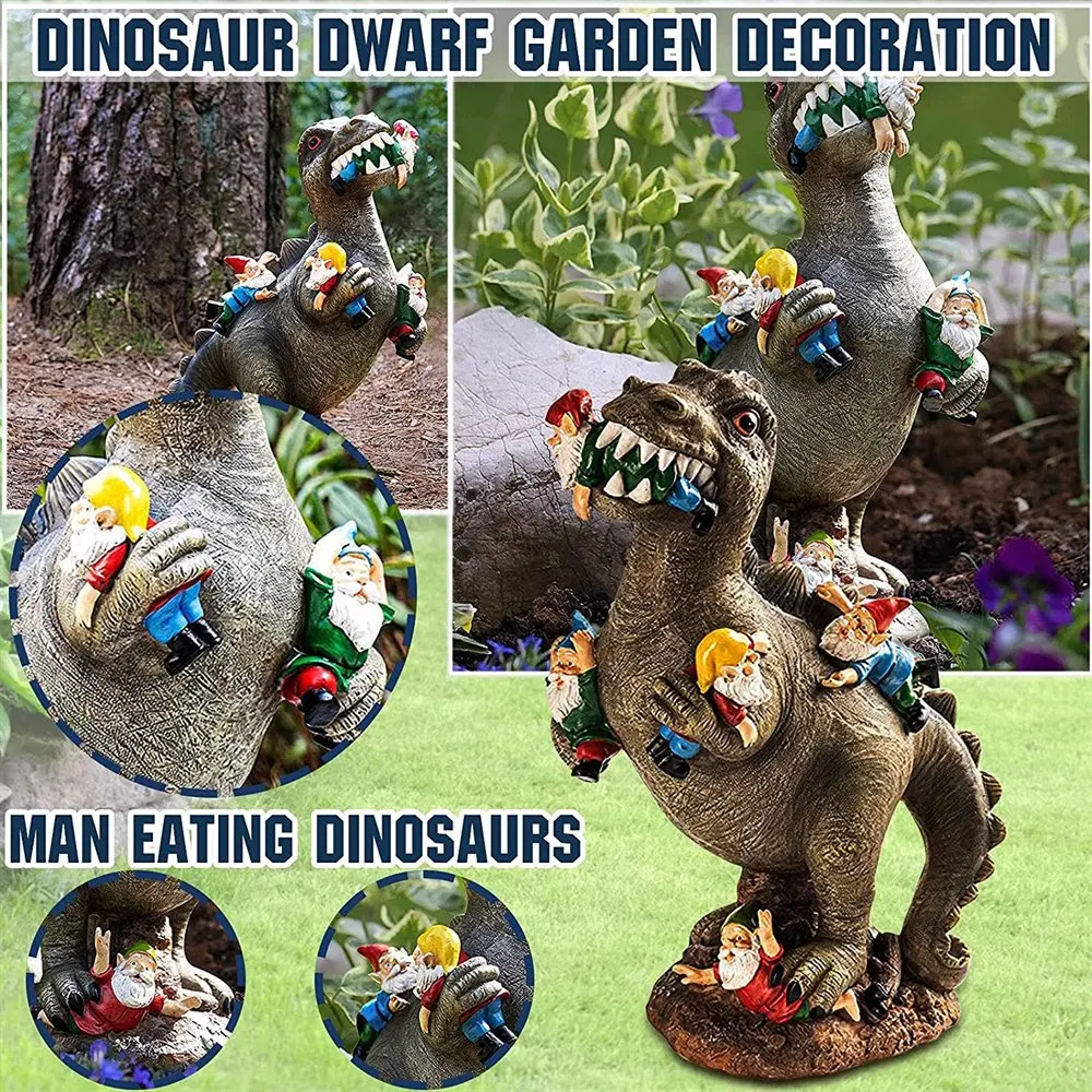 Statues de dinosaures Gnomes de jardin, décor d'extérieur, ornement de jardin, Pot de fleur artisanal, accessoires