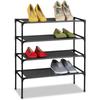 Stoff Schuhregal Stecksystem, 4 Ebenen, für 12 Paar Schuhe, Schuhständer hoch, HxBxT 68 x 62 x 28