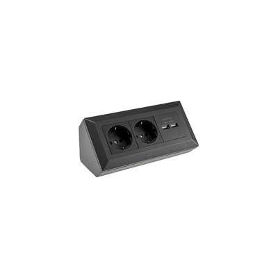 Steckdosenblock 2-Fach Schutzkontaktsteckdose 2X usb-a 3,1A schwarz Image