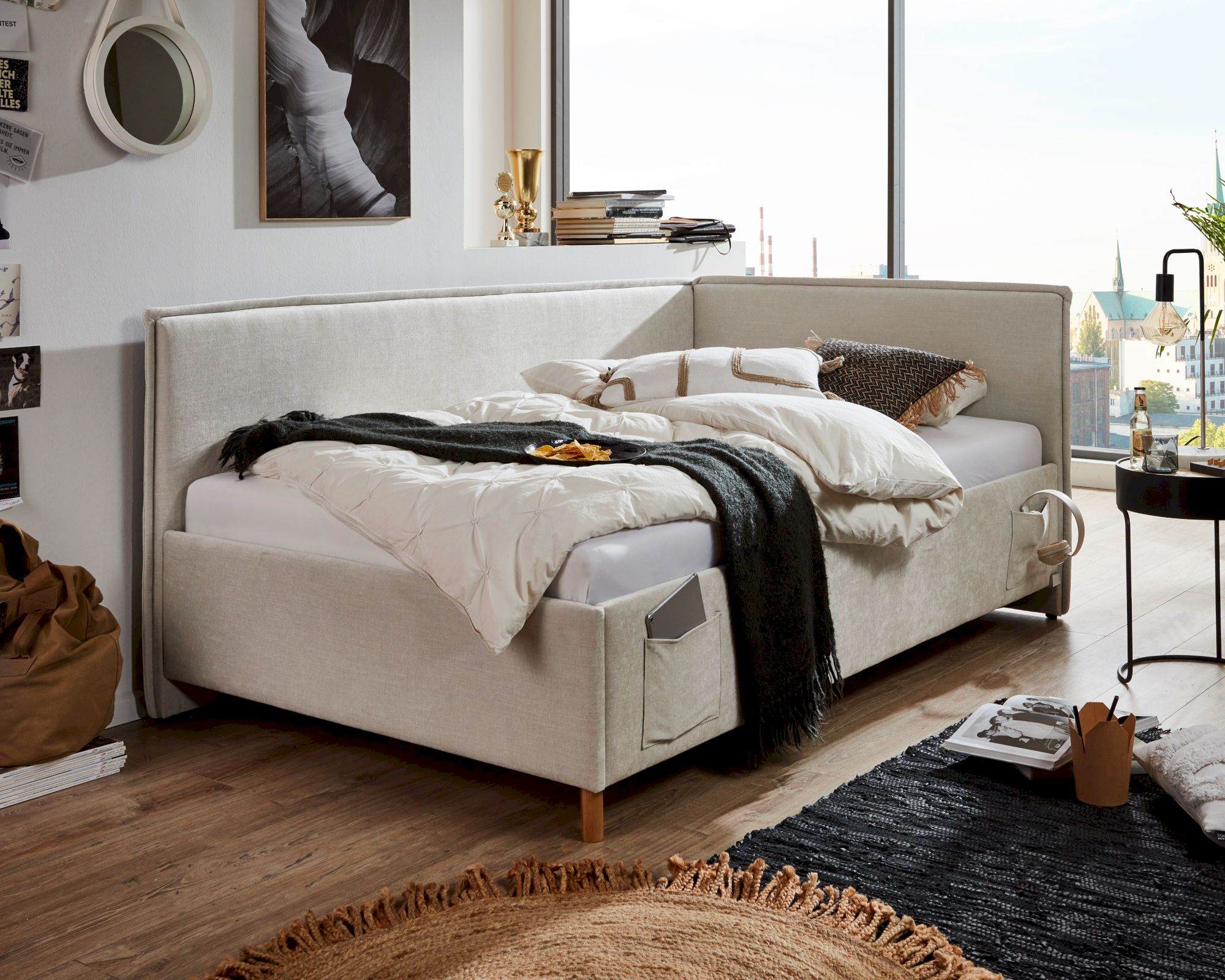 meise.möbel »Fun II« Jugendbett 140x200 cm / beige / mit Rückenteil / mit Bettkasten / ohne Matratze