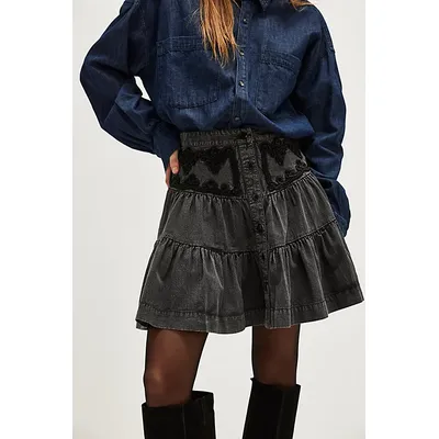 August Mini Skirt at Free People in Washed Black, Size: US 2