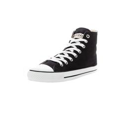 Sneaker ETHLETIC "White Cap Hi Cut", Gr. 45, schwarz-weiß (jet schwarz, just weiß), Obermaterial: 100% Baumwolle; Futter: 100% Baumwolle; Decksohle: 100% Baumwolle; Sohle: 100% Naturkautschuk, Schuhe Canvassneaker Sneaker high Sneakerboots,...