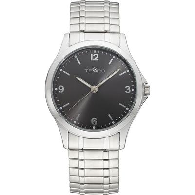 Quarzuhr TEMPIC, silber (silberfarben), Armbanduhren, Herren, Armbanduhr, Herrenuhr, analog, Flexband, Zugband Image