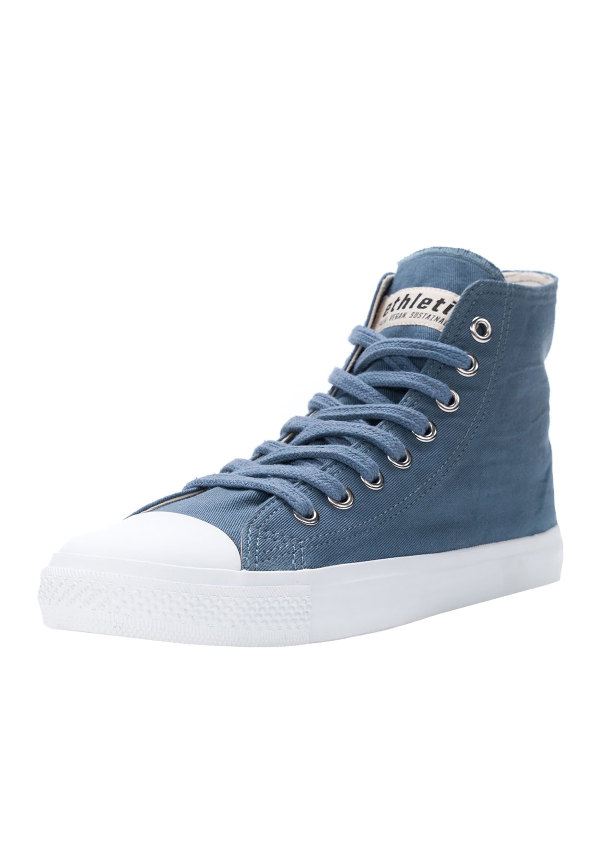 Sneaker ETHLETIC "White Cap Hi Cut", Damen, Gr. 42, blau (workers blau, just weiß), Obermaterial: 100% Baumwolle; Futter: 100% Baumwolle; Decksohle: 100% Baumwolle; Sohle: 100% Naturkautschuk, Schuhe Sneakerboots Canvassneaker Sneaker high, Keine...