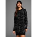 Strickkleid LAURA SCOTT, Damen, Gr. 40, N-Gr, schwarz, Strick, Obermaterial: 50% Viskose, 26% Polyamid, 24% Polyester, gemustert, Jacquardmuster, casual, figurbetont kurz, Rundhals, Langarm Raglanärmel Rippbündchen, Kleider, aus kuscheligem...