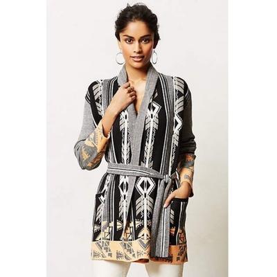 Anthropologie Sweaters | Anthropologie Konrad & Joseph Fireflicker Belted Cardigan Sweater Size Medium | Color: Black/Gray | Size: M