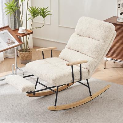 Modern Ice Velvet Fabric Gliding Rocking Chair