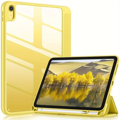 TEMU Compatible With Ipad 10th Generation 2022 10.9 Inch With Pencil Holder, Slim Protective Cover With Shell For Ipad 10th Gen A2696 A2757 A2777, Auto Wake/sleep, Yellow