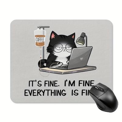 TEMU Funny Black Cat Mouse Pad With Dense Slip-resistant Shading Layer - 9.45 X 7.9 Inches, 3mm Thick, Rubber, Non-slip, Perfect For Office Or As A Gift For Colleagues