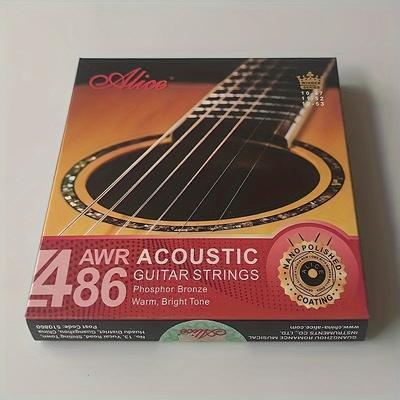 TEMU Awr486 Acoustic Guitar Strings Set, High-carbon , Bronze Wound, Nano Polished Coating