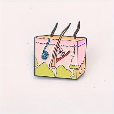 TEMU Vintage Alloy Enamel Lapel Pin - Skin Anatomy Cell Pin For Men - Retro Gift