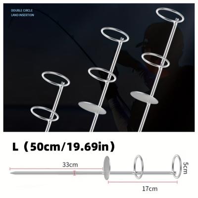 TEMU Double Fishing Rod Stand, Metal, For Sea And , Compatible With Rods, Portable, Silver, Outdoor Sports Equipment, Fishing Tools