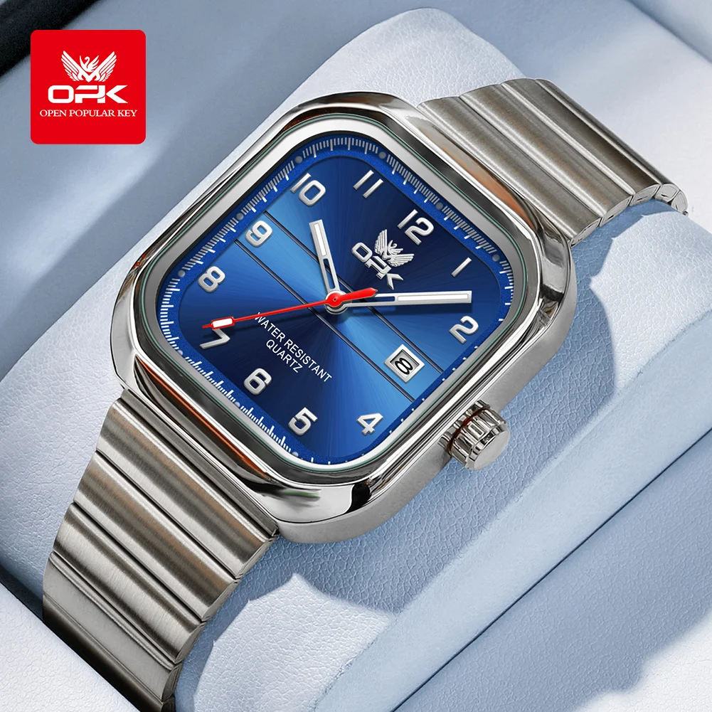 OPK 6040 Uhr mit digitalem Zifferblatt, Kalender, Edelstahl, trendige, hochwertige Herrenuhren Image