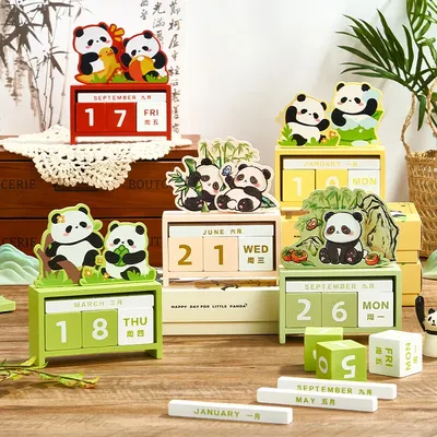 Panda-Kalender, ewiger Kalender, Dekoration, Desktop-Dekoration, hohe Schönheit, kreative Holzwaren,