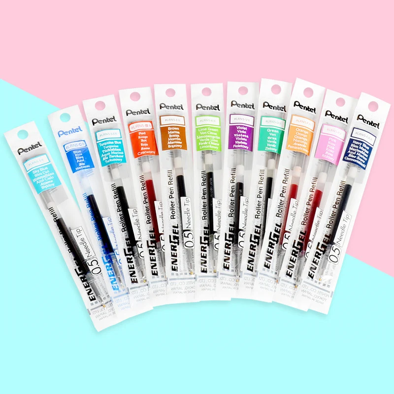 12 Stück/Box Pentel Energel X NACHFÜLLNadelspitze LRN5 Gel-Tinten-Nachfüllung passend für BLN75/105 0,5 mm Schwarz/Blau/Rot/Schwarz 12 Farben Image