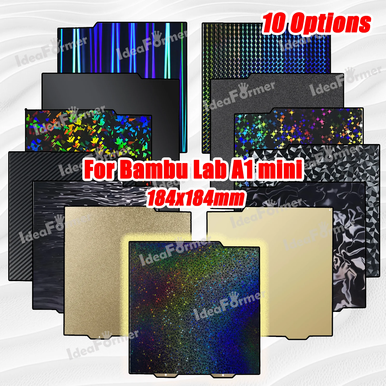 Für Bambu Lab A1 Mini Bauplatte, doppelseitige Textur, PEI, glattes PEO-PET-Bett, Federstahlblech, 184 x 184 mm, für Bambulab A1 Mini. Image