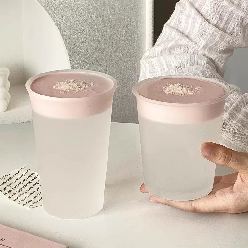 Niedlicher Milchglasbecher für Zuhause, einfacher Glas-Kaffeetasse, Becher für Wein, Saft, Tee, Whiskey, Espresso, 365 ml, Trinkgläser, Geschenk Image