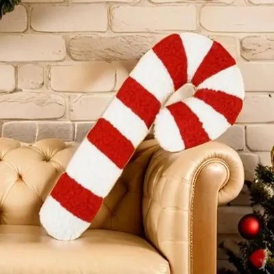 Weihnachten Zuckerstange Wurfkissen Weiches Sofakissen Festival Heteromorphes dekoratives Kissen Puppe für Weihnachtsdekoration Image