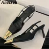 Aneikeh Street Style Sexy Spitz Pumps Pumps Frauen Stripper Sandalen High Heels Weibliche Bankett Schuhe Braun Kitten Heels