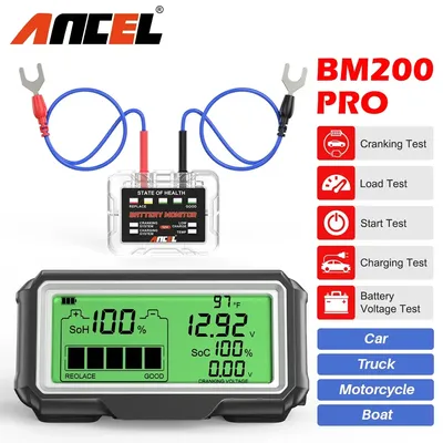 ANCEL BM200 PRO LED Batterie Tester für 12V Batterie Monitor Display Batterie Gesundheit SOH SOC Tester Analysator Lade Tester Werkzeuge