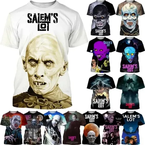Salem's Lot 3D Printed T-shirt Horror Vampire Haunted House Printed T-shirt for Men and Women Round Neck Short-sleeved Casual