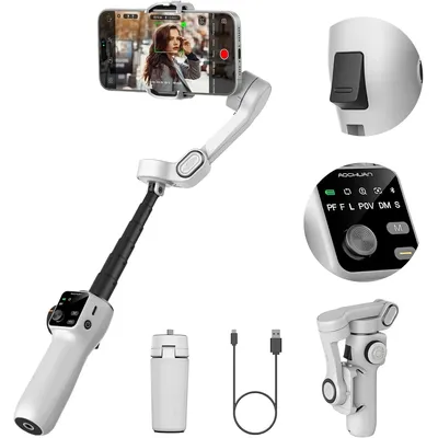 AOCHUAN 3-Axis Handheld Gimbal Phone Stabilizer with Extension Rod 8.0 Anti Shake Face Tracking for Phone Outdoor Shooting Vlog