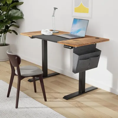 SONGMICS Electric Standing Desk, Height Adjustable Desk, 60 x 140 x (72-120) cm, Continuous Adjustment, Spliced Tabletop